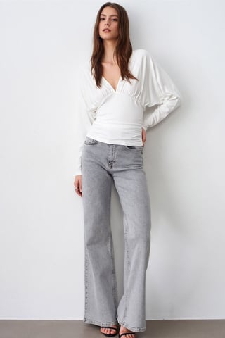 Slim Fit V-Neck Wrap Blouse
