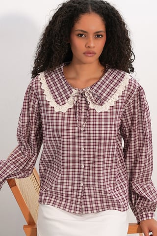 Women's Plaid Viscose Poplin Shirt