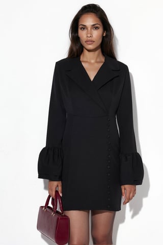 Fitted Mini Dress With V-neck And Buttons