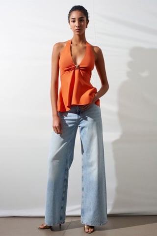 Seamless Halter Peplum Blouse