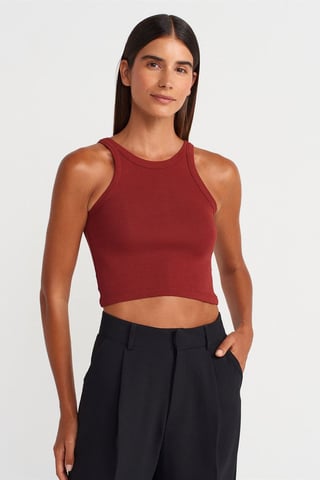 Ribbed Cotton-blend Sleeveless Crop Top