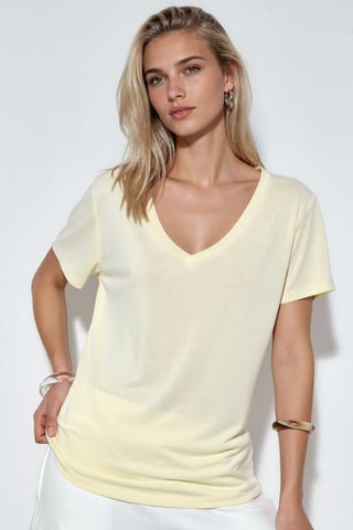 V-Neck Short Sleeve Modal Blouse