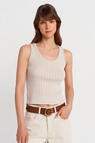 Ribbed Sleeveless Slim-fit Blouse
