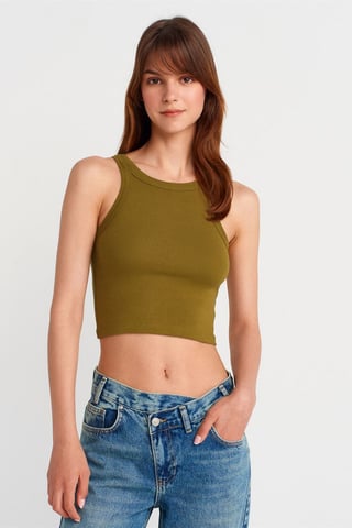 Ribbed Cotton-blend Sleeveless Crop Top