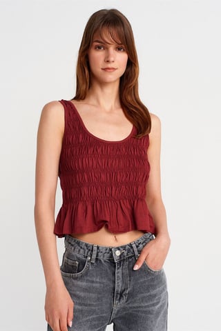 Texturerad bomull-modal crop camiblus