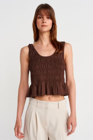 Texturerad bomull-modal crop camiblus