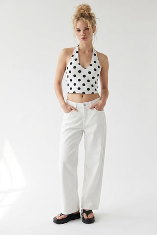 High-Waist Wide-Leg Cotton Jeans