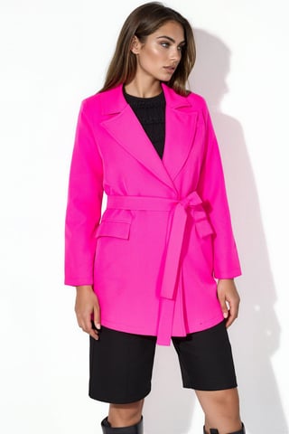 Short Belted Shawl-collar Blazer
