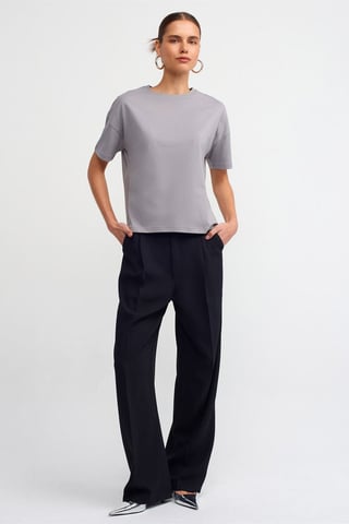 Dam T-shirt med rund hals i bomull