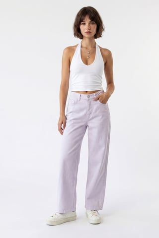 High-Waist Wide-Leg Cotton Jeans