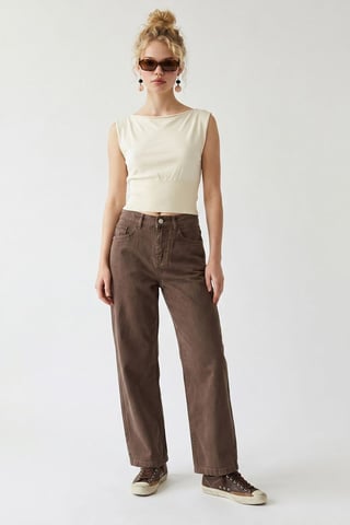 High-Waist Wide-Leg Cotton Jeans