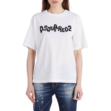 Dsquared2 Kontrast Märkeslogotyp Vit T-shirt