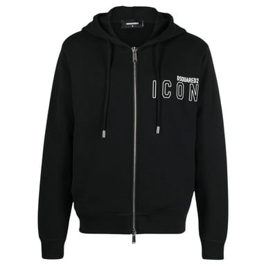 Dsquared2 Icon Outline Logo Dragkedja Svart Huvtröja