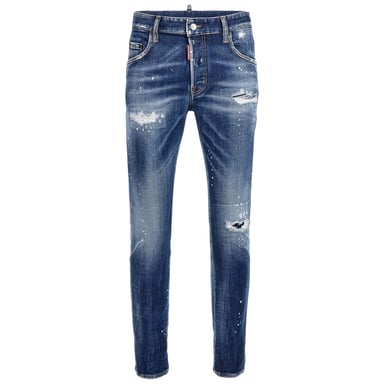 Dsquared2 Super Twinky Jean Förstärkta Slitna Denimtvättade Blå Jeans