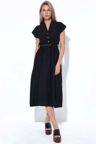 Textured Belted Maxi Dress
