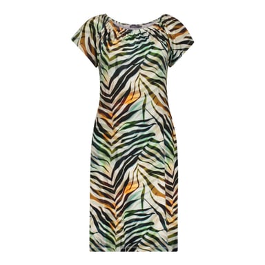 Geisha 67422-60 may 775 dress elastic shoulder jersey aop pr.03-26-2 brown/green