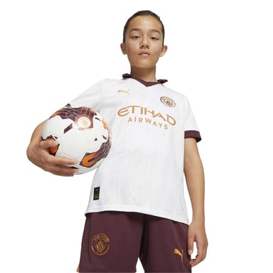 Puma Childrens/Kids Manchester City Away Shirt (White/Bronze/Burgundy)