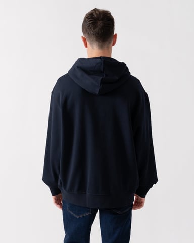 Pullover Monogram Logo Logo Detail Hoodie in Navy