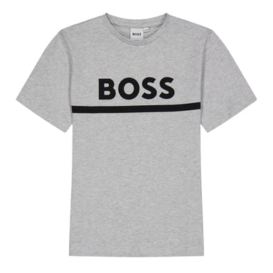 Boss Childrens/Kids Large Logo T-Shirt (Grey)