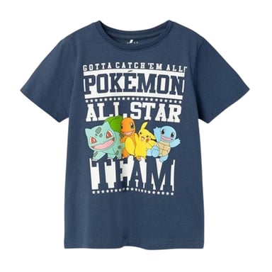 Name It Childrens/Kids Pokemon Crew Neck T-Shirt (Dark Denim)