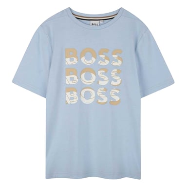 Boss Childrens/Kids Stacked Logo Crew Neck T-Shirt (Persian Blue)