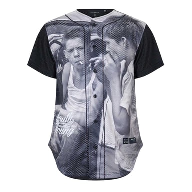 Criminal Damage Mens Youth Photo Print Mesh Basketball Shirt (Black/Grey)