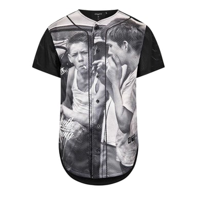 Criminal Damage Mens Youth Photo Print Mesh Basketball Shirt (Grey)
