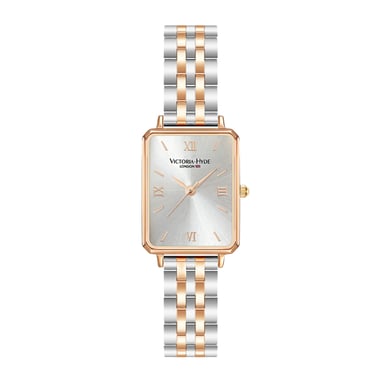VICTORIA HYDE Rechthoek Dameshorloge Groene Wijzerplaat Analoog Kwartshorloge met Roestvrij Stalen Armband, roségoud