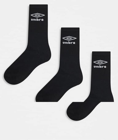 Umbro 3 pack crew socks in black