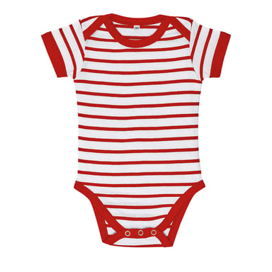 SOLS Baby Miles Striped Bodysuit (White/Red)