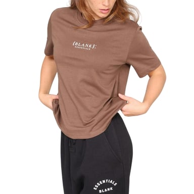 Blank Essentials Womens/Ladies Essentials Logo Boyfriend T-Shirt (Chocolate)