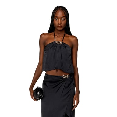 Diesel Womens/Ladies Halter Neck Relaxed Fit Tank Top (Jet Black)