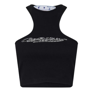Off White Womens/Ladies Relaxed Fit Tank Top (Black)