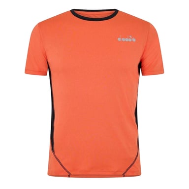 Diadora Mens Logo Crew Neck Running T-Shirt (Orange/Black)