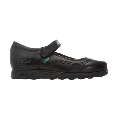 Kickers Girls Fragma Pop Leather School Shoes (Black)