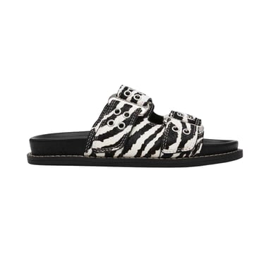 Steve Madden Womens/Ladies Agent Zebra Print Sliders (White/Black)
