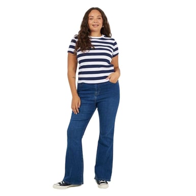 Brave Soul Womens/Ladies Flared High Waist Plus Jeans (Mid Blue)