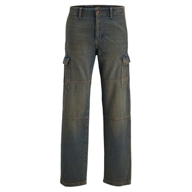 Jack And Jones Mens Eddie Denim Straight Leg Cargo Jeans (Blue Denim)