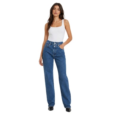Replay Womens/Ladies Double Button Straight Jeans (Blue)