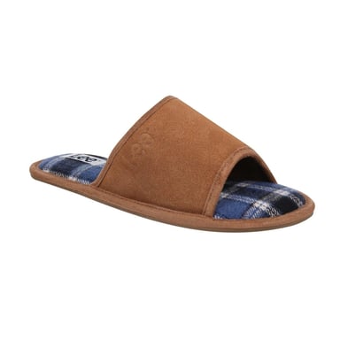 Lee Mens Radcliff Plaid Leather Slippers (Tan)
