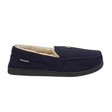 Lyle & Scott Mens Aspen Faux Suede Moccasin Slippers (Navy)