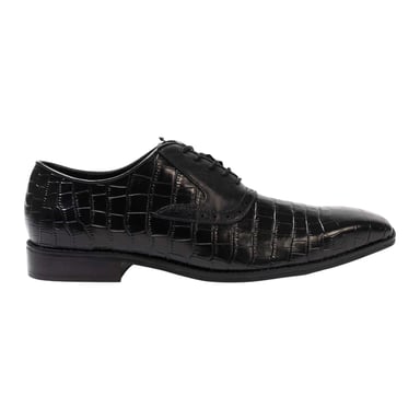 Giorgio Mens Croc Full Grain Leather Oxford Shoes (Black)