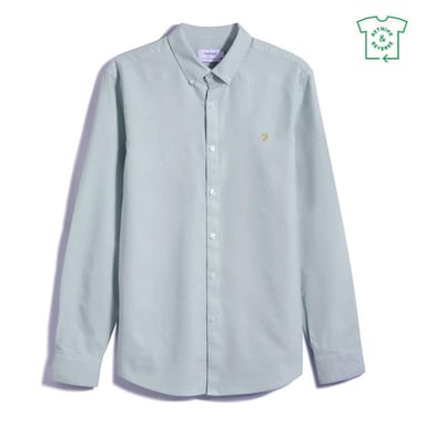 Farah Mens Vintage Oxford Long-Sleeved Button-Down Shirt (Jade)