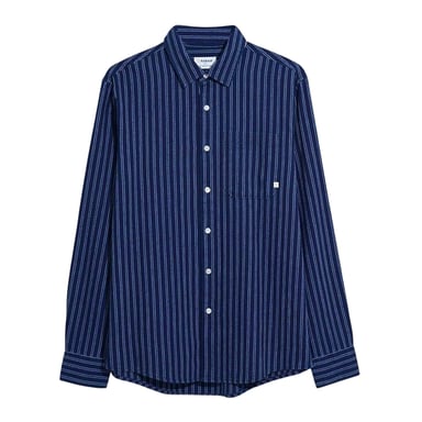 Farah Mens Bryan Striped Long-Sleeved Shirt (True Navy)