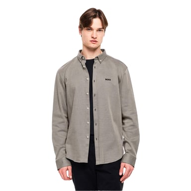 Boss Mens Motion Logo Cotton Shirt (Dark Beige)