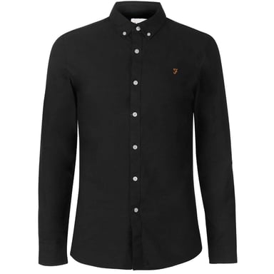 Farah Mens Vintage Oxford Long-Sleeved Button-Down Shirt (Black/Yellow)
