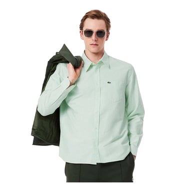 Lacoste Mens Striped Oxford Shirt (White)