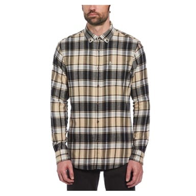 Original Penguin Mens Plaid Regular Shirt (True Black/Beige)