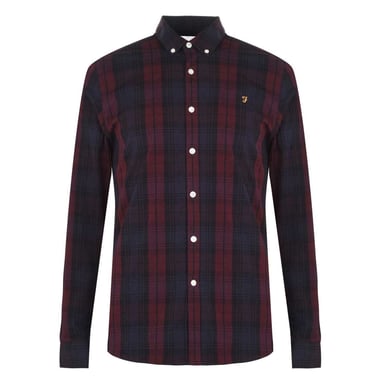 Farah Mens Checked Cotton Button-Down Shirt (Red)