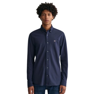 Gant Mens Cotton Pique Regular Button-Down Shirt (Navy)